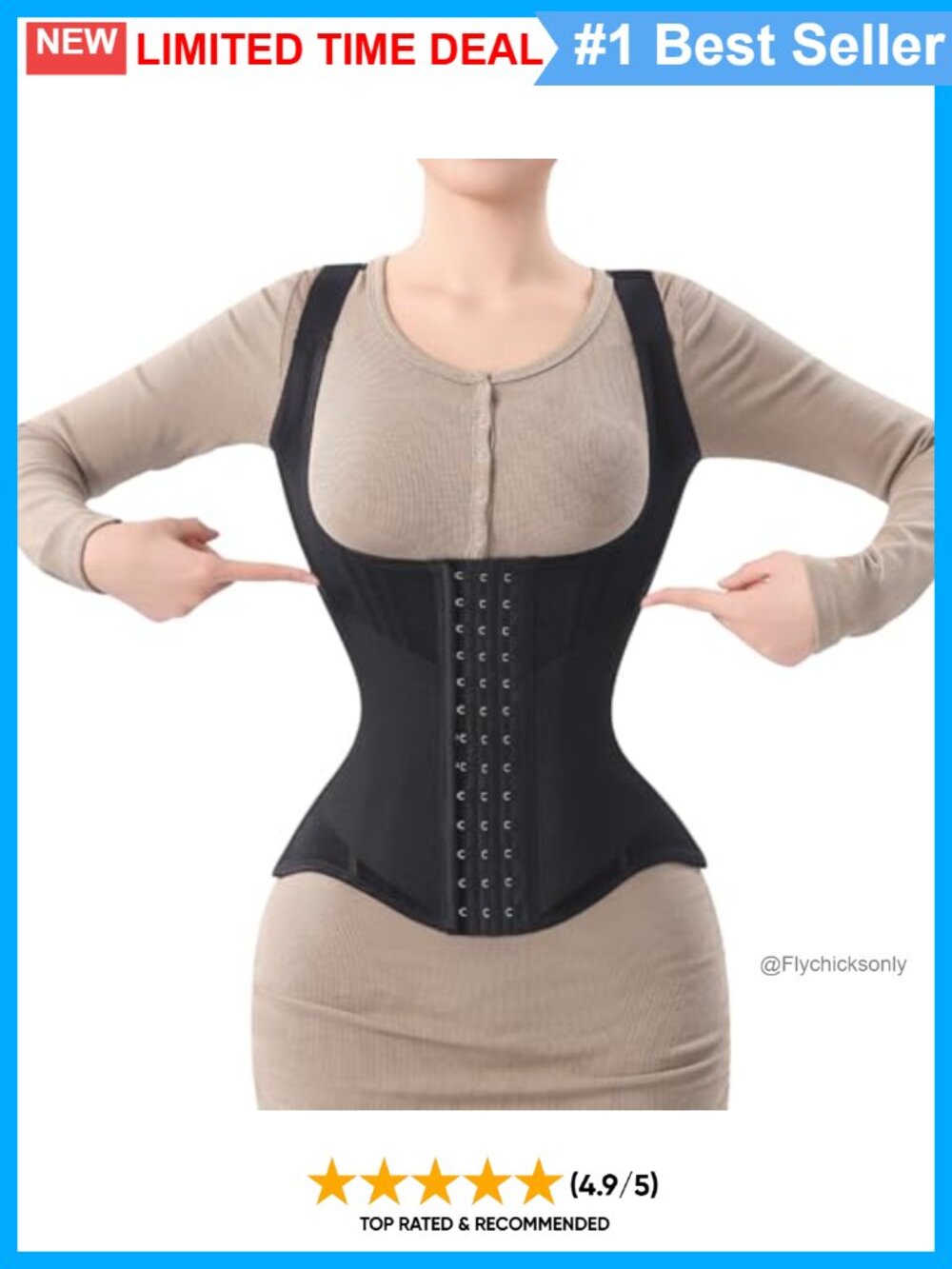 Waist Trainer Corset Shapewear 23 Steel Bones Adjustable Cincher Vest
